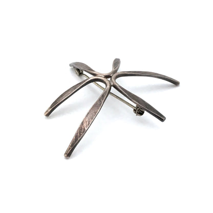 detail Christian Schmidt USA vintage Modernist silver starburst brooch mid century jewelry design