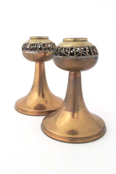 Pentti Sarpaneva for Turun Hopea Finland modernist bronze candle holders 