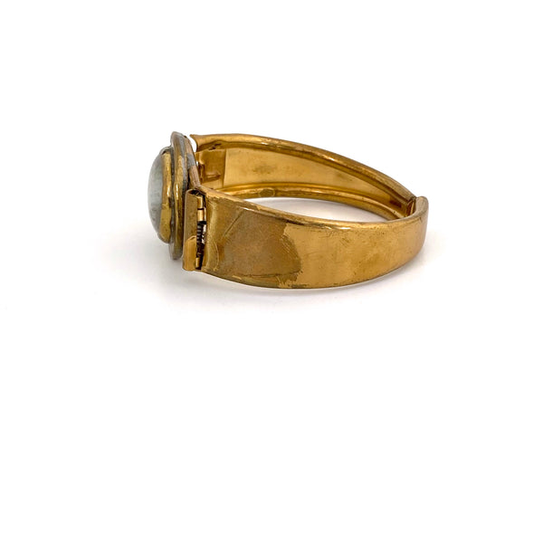 Rafael Canada brass clamper bracelet ~ clear glass