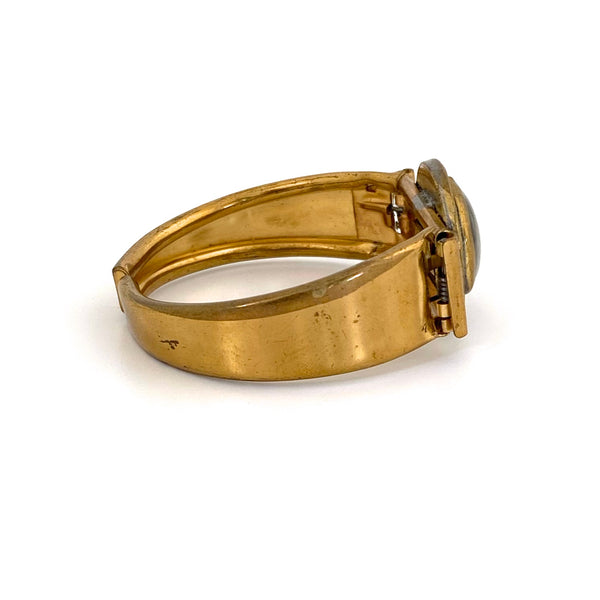 profile Rafael Alfandary Canada vintage brass clear glass clamper bracelet Canadian jewelry design