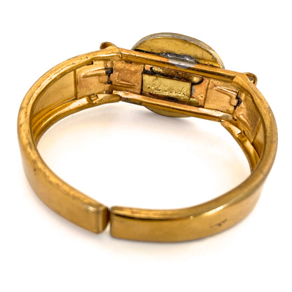Rafael Canada brass clamper bracelet ~ clear glass