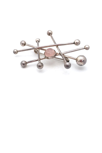 NE From large 'atomic' brooch with rose quartz