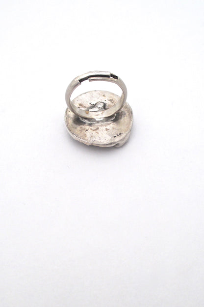Robert Larin Canada brutalist pewter 'craters' ring