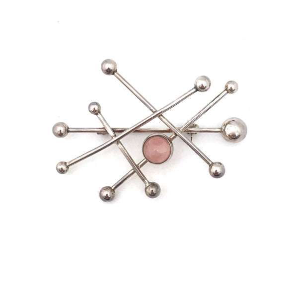 NE From large 'atomic' brooch with rose quartz