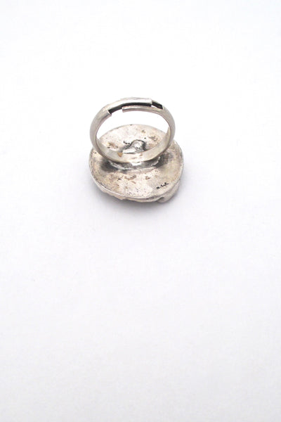 Robert Larin Canada brutalist pewter 'craters' ring