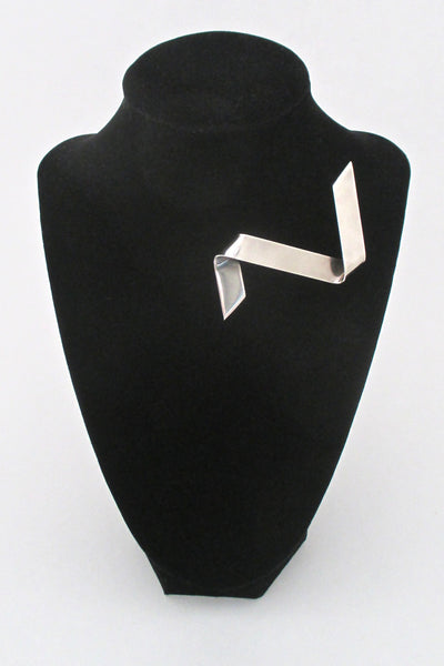 scale Hans Hansen Georg Jensen Denmark vintage large silver ribbon brooch Scandinavian Modern design jewelry