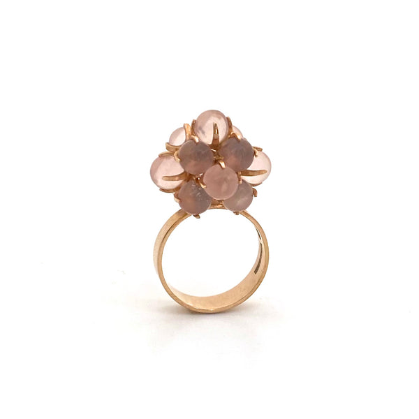 Elis Kauppi 14k gold & pink chalcedony cluster ring