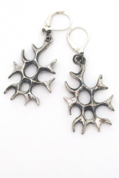 back Robert Larin Canada vintage brutalist pewter drop earrings