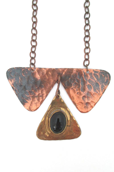 Rafael Alfandary Canada vintage copper brass kinetic pendant necklace black