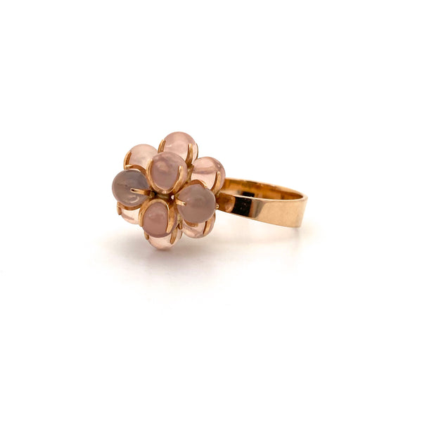 Elis Kauppi 14k gold & pink chalcedony cluster ring
