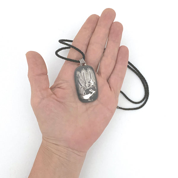 scale Georg Jensen Denmark vintage silver iron pendant necklace 5024 rare