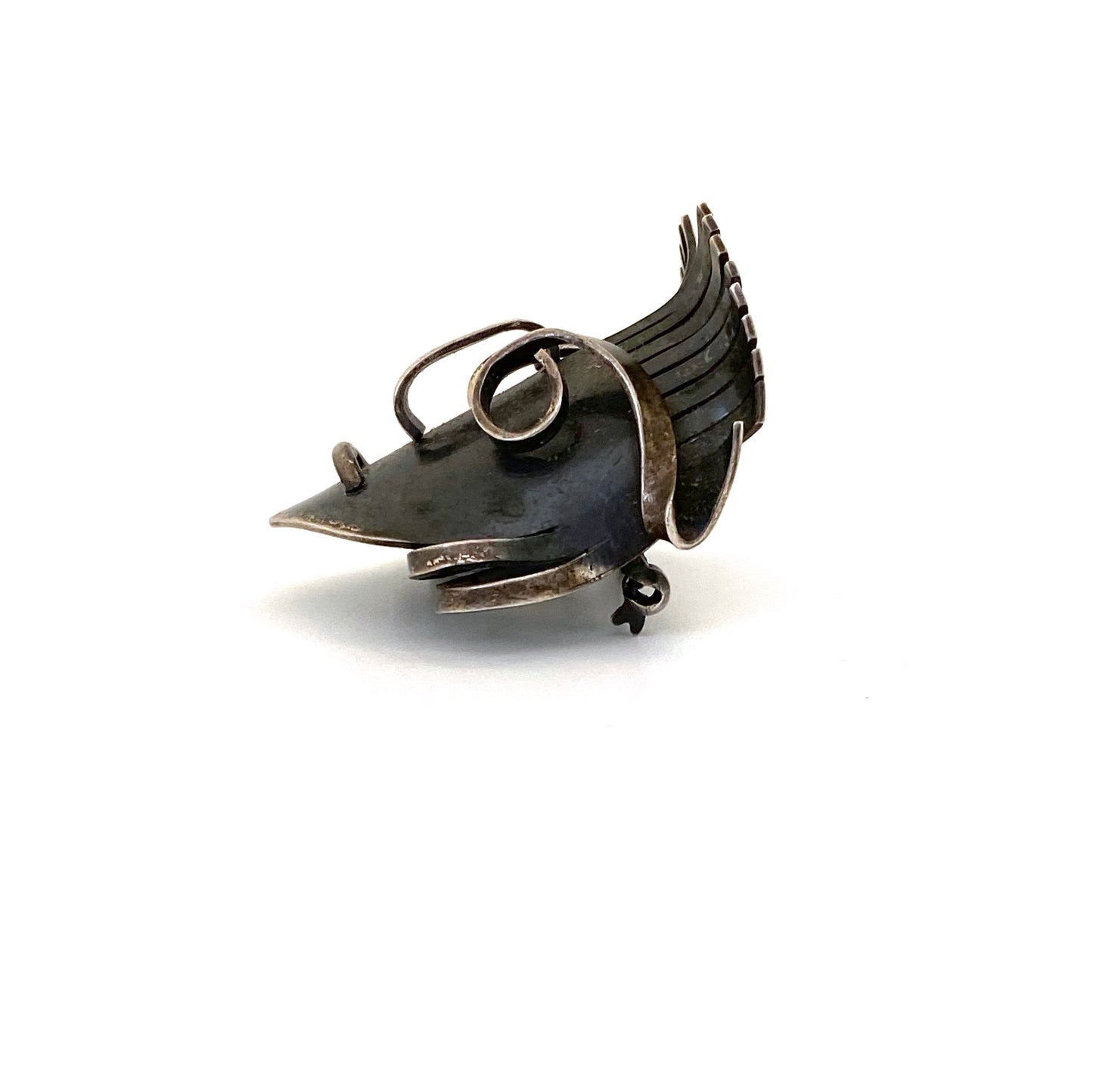 Modernist silver dimensional face mask brooch ~ Germany