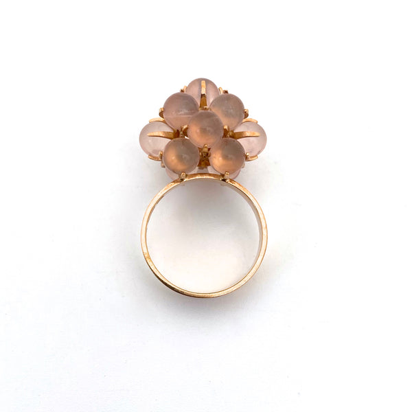 Elis Kauppi 14k gold & pink chalcedony cluster ring