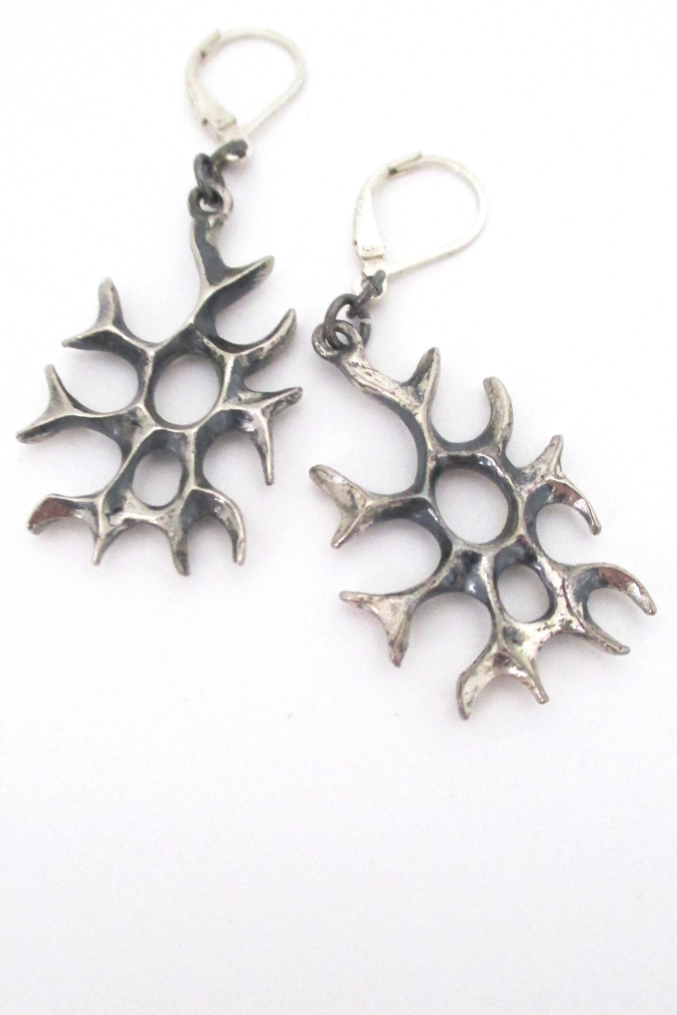 Robert Larin 'brutalist lace' pewter drop earrings