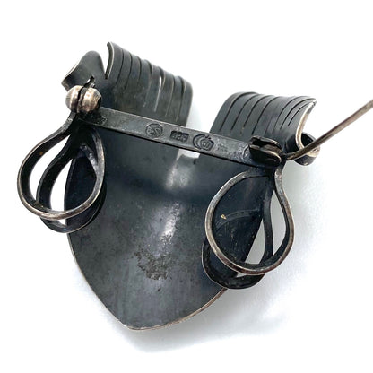 Modernist silver dimensional face mask brooch ~ Germany