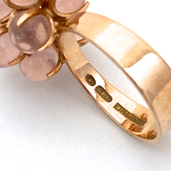 Elis Kauppi 14k gold & pink chalcedony cluster ring