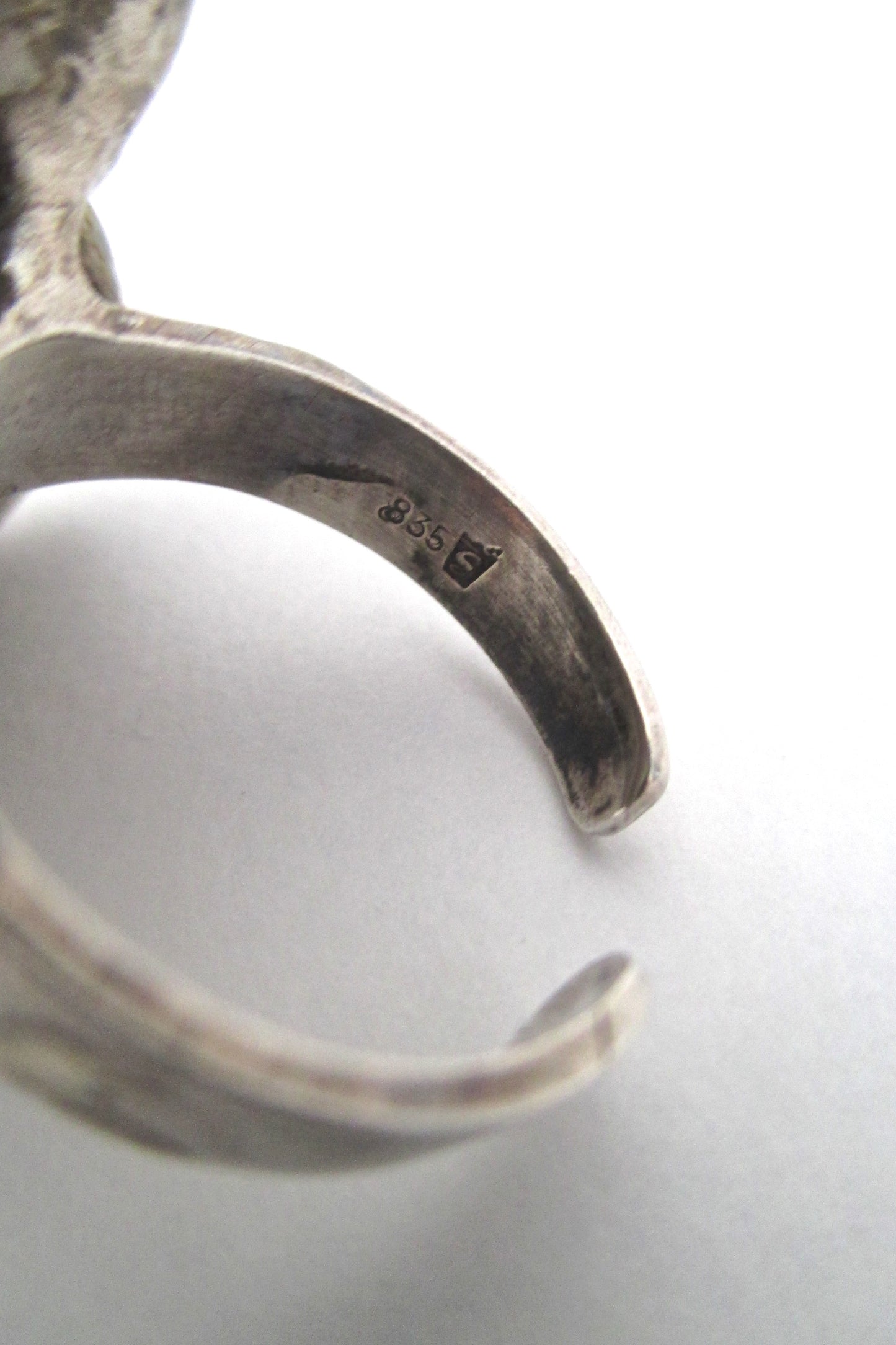 rhodochrosite & silver brutalist ring