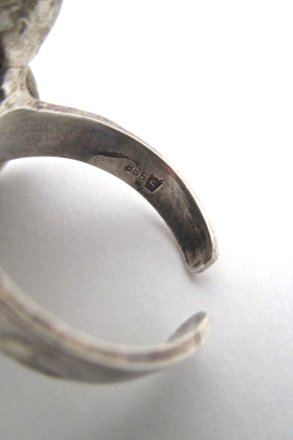 rhodochrosite & silver brutalist ring