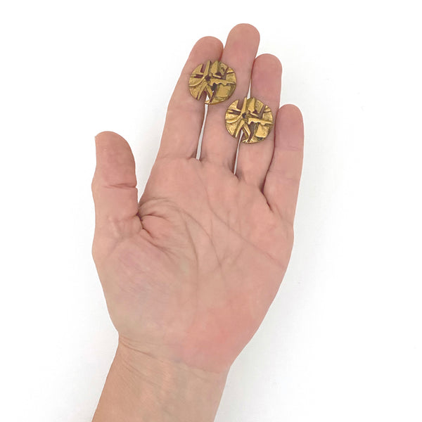 scale Jorma Laine Finland vintage brutalist bronze openwork cufflinks Scandinavian Modernist design