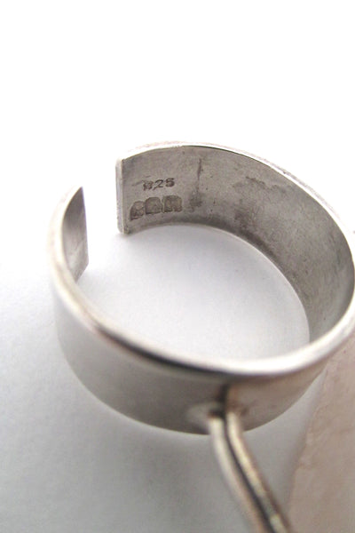 vintage silver & quartz large kinetic ring