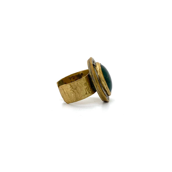 Rafael Canada oval brass ring ~ clear light green