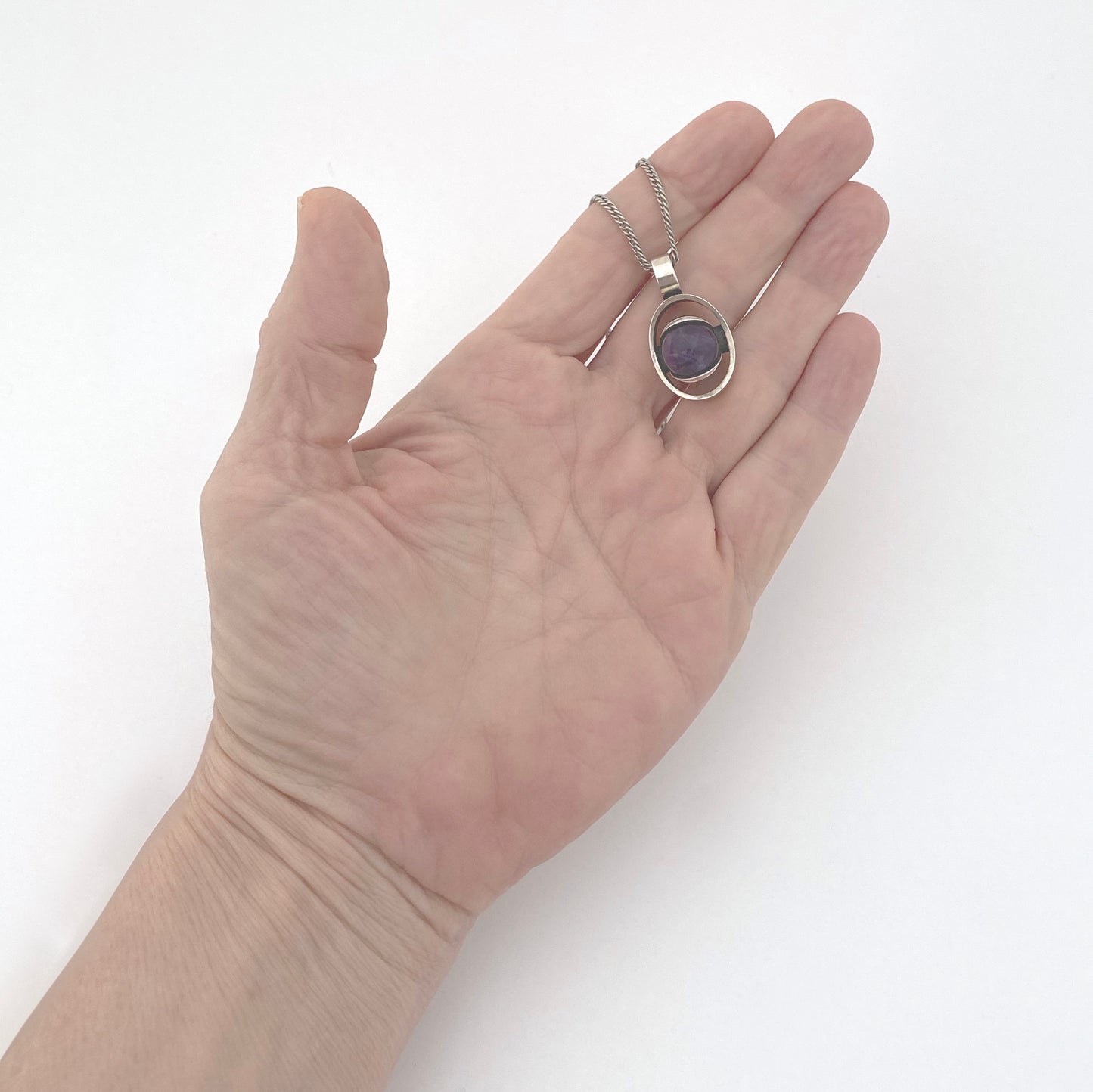 Kupittaan Kulta silver & amethyst sphere pendant ~ Elis Kauppi