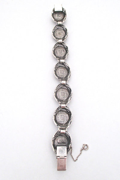 Engla Germany brutalist silver & amethyst panel link bracelet