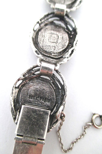 Engla Germany brutalist silver & amethyst panel link bracelet