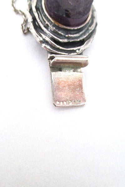 Engla Germany brutalist silver & amethyst panel link bracelet