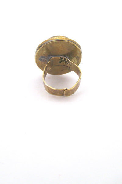 Rafael Canada brass & speckled green cabochon large ring