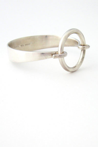 Hans Hansen Denmark vintage heavy silver Scandinavian Modern circle bracelet 