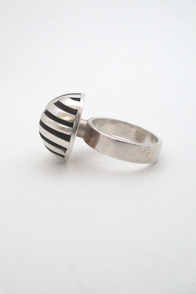 profile aarikka Finland vintage heavy silver geometric ring by Alpo Jääskeläinen 1967