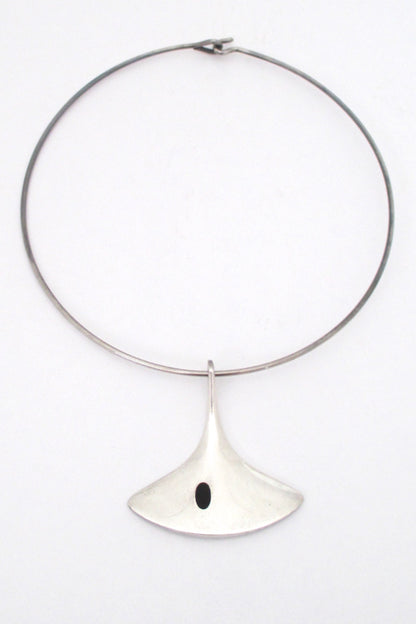 Hans Hansen silver & enamel pendant & neck ring - Bent Gabrielsen