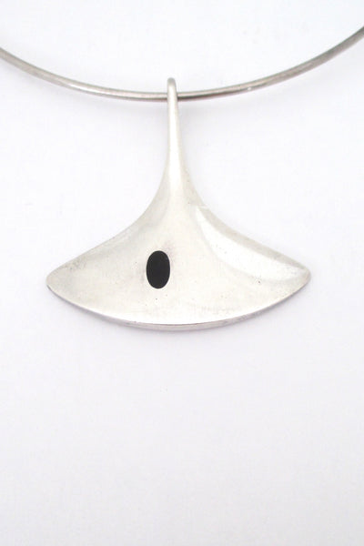 detail Hans Hansen Denmark vintage modernist Scandinavian silver enamel pendant and neck ring by Bent Gabrielsen