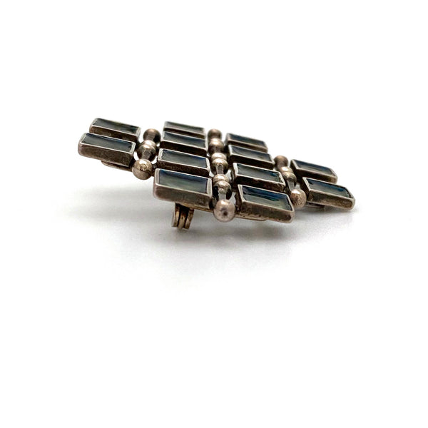 detail Uni David-Andersen Norway vintage silver enamel brooch Marianne Berg Scandinavian Modernist jewelry design