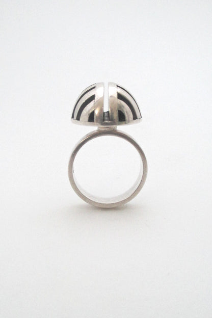 detail aarikka Finland vintage heavy silver geometric ring by Alpo Jääskeläinen 1967