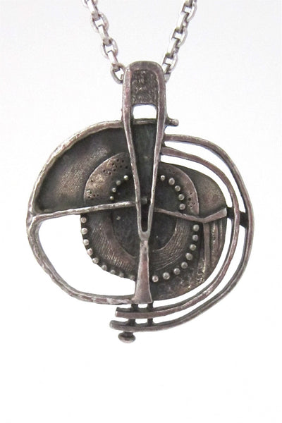 Guy Vidal Canada brutalist openwork pewter pendant necklace