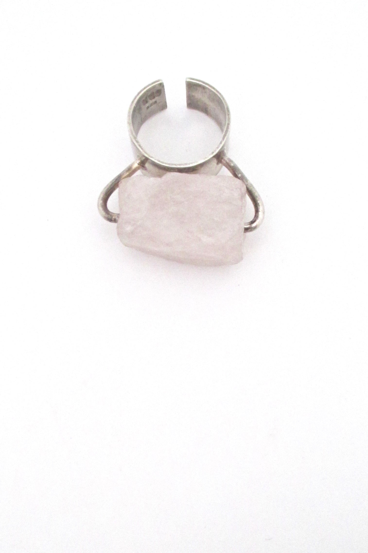 detail large vintage silver quartz sculptural kinetic ring