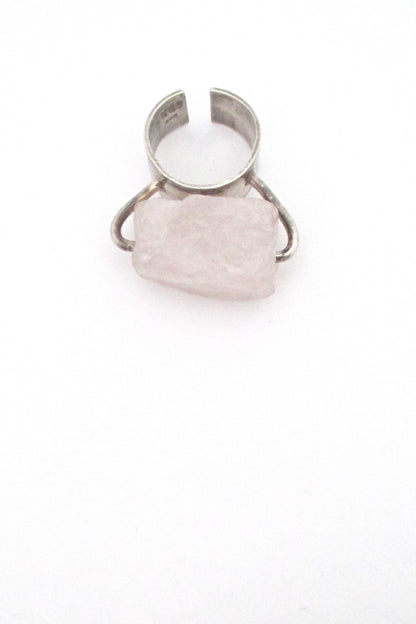 detail large vintage silver quartz sculptural kinetic ring