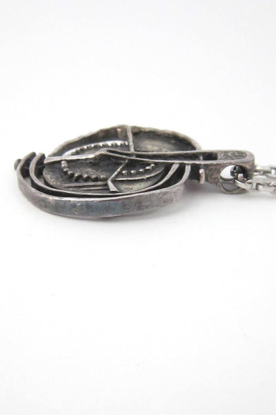 Guy Vidal Canada brutalist openwork pewter pendant necklace