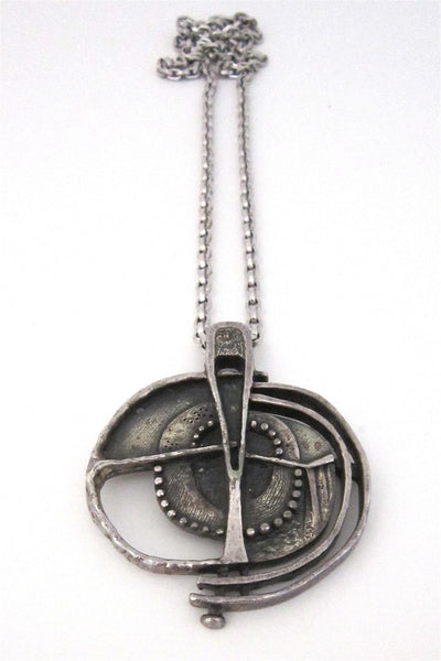 Guy Vidal Canada brutalist openwork pewter pendant necklace