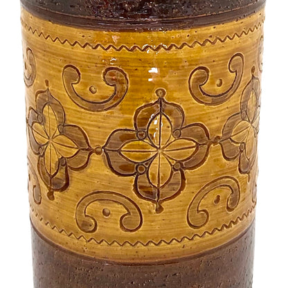 detail Bitossi Italy vintage ceramic Carta Fiorentina vase Aldo Londi Mid Century Modern design