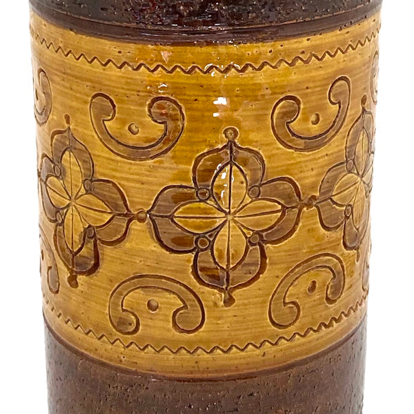 detail Bitossi Italy vintage ceramic Carta Fiorentina vase Aldo Londi Mid Century Modern design
