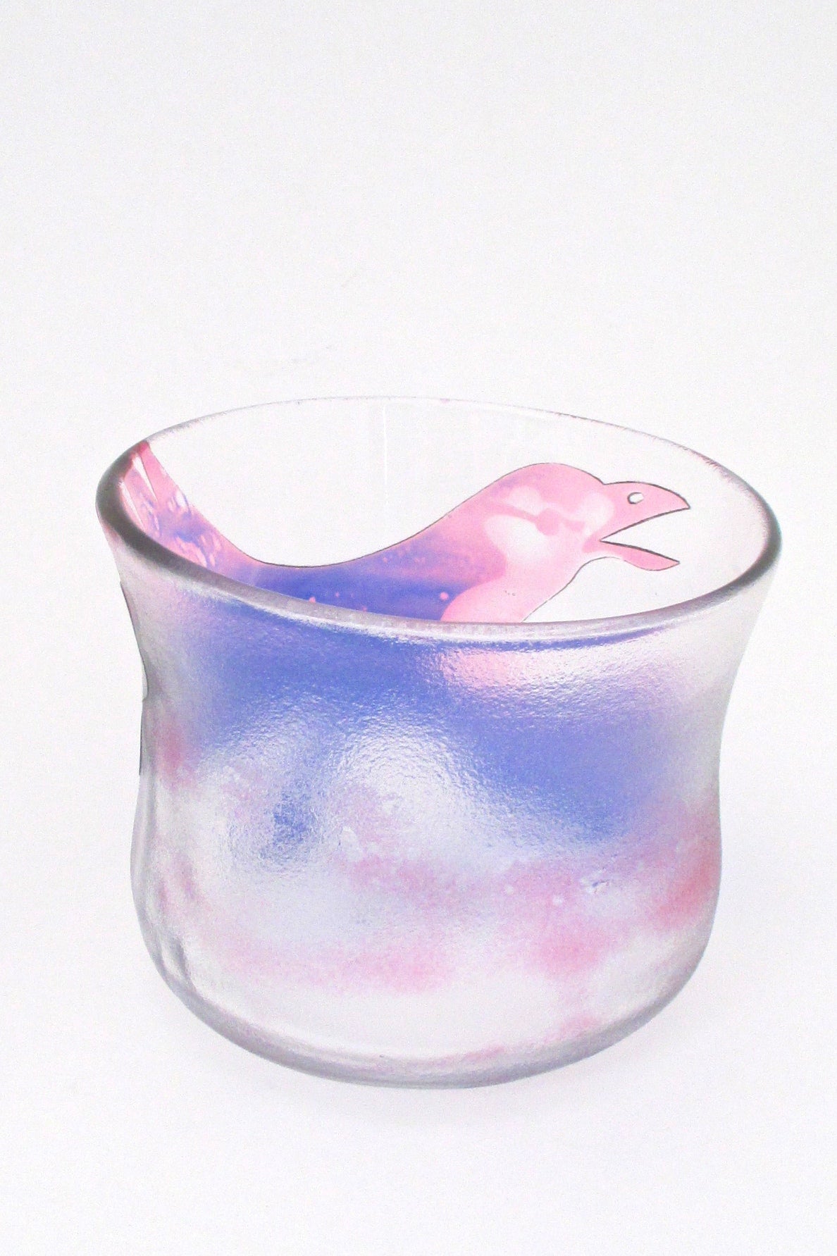 Kosta Boda cameo glass bird vase / bowl - Paul Hoff