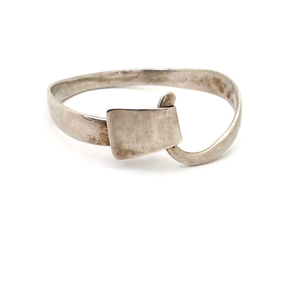 hand wrought hammered silver hook bracelet