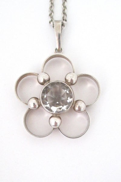 Arne Nordlie large silver & crystal pendant necklace