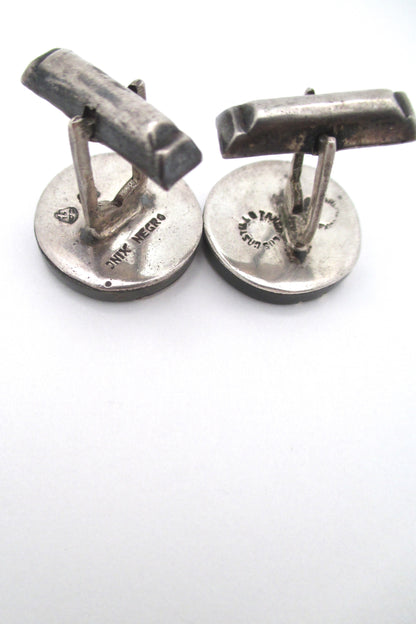 los Castillos 'onix negro' funky bird cufflinks