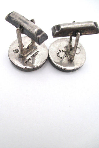 los Castillos 'onix negro' funky bird cufflinks