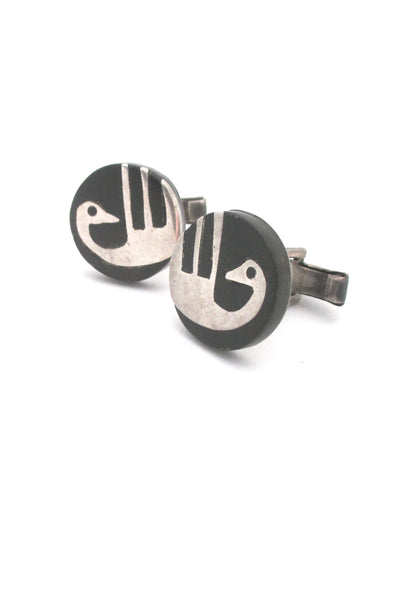 los Castillos 'onix negro' funky bird cufflinks