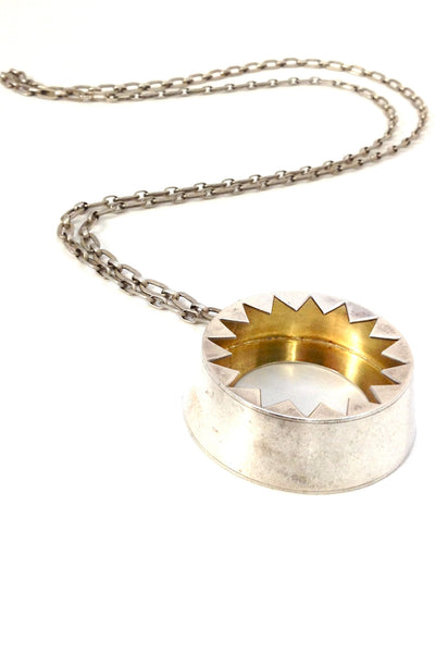 Birger Haglund Sweden rare large Scandinavian Modernist silver pendant necklace